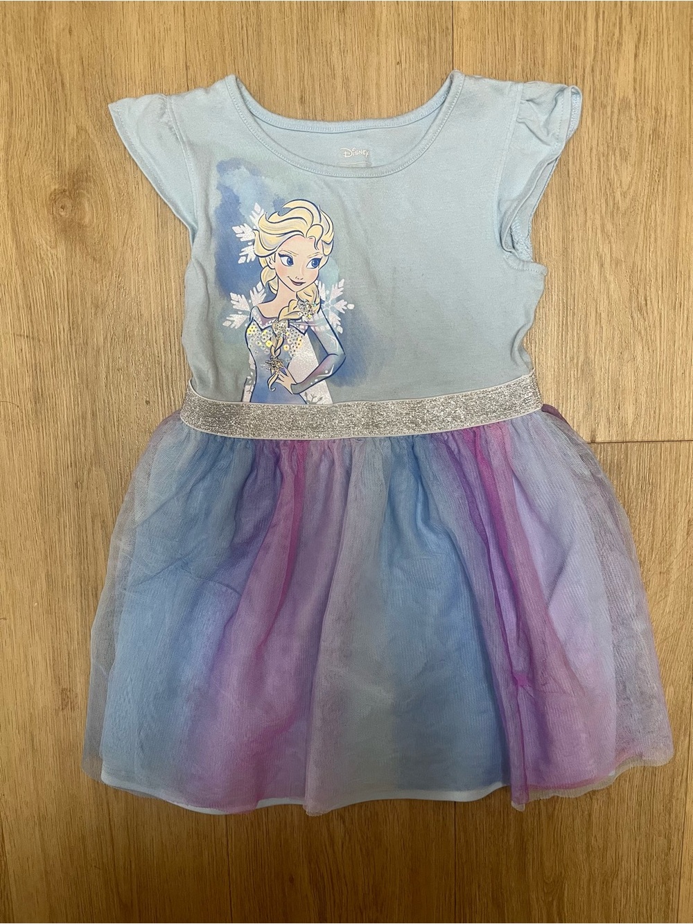 Disney Light Blue Elsa Graphic Dress with Purple & Blue Tulle Skirt